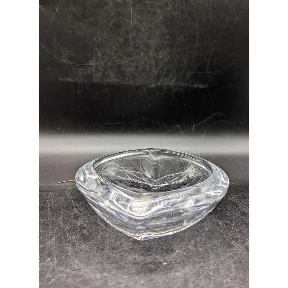 Vintage Orrefors Heart Shaped Crystal Trinket Dish Ring Holder Home Decor Singed